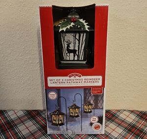 Holiday Time LED Illumination Reindeer Lantern Pathway Markers Set